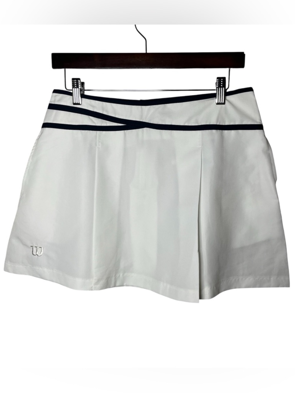Y2K Vintage Wilson White Navy Pleated Mini Tennis Skirt Athleisure Preppy